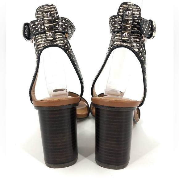 Coach Paige Chunky Heels With Snakeskin Brown Leather Ankle Strap Sandals Sz 5.5 - Picture 5 of 11